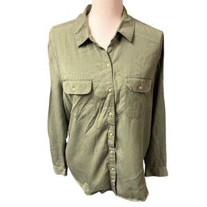 🌈LUCKY BRAND light green button front long sleeve top blouse women’s large